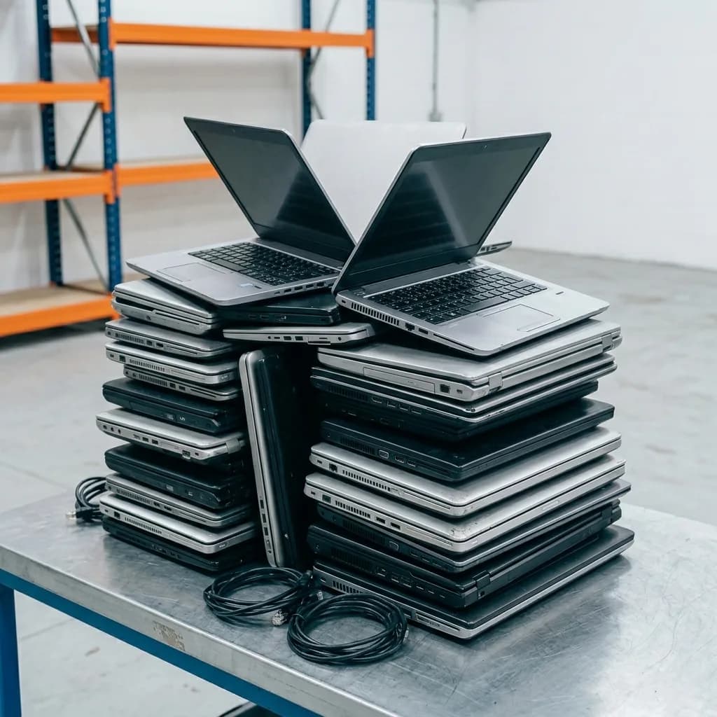 Laptops — Piles of old laptops ready for recycling